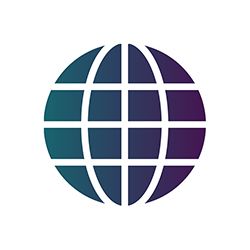 A graphic of a globe, with a blue and green gradient.